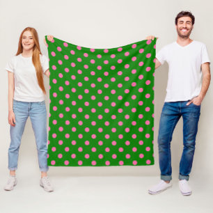 Rosa prickar på grön randig mönsterdesign fleecefilt