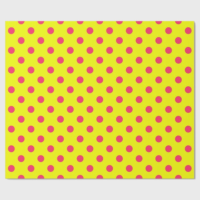 Rosa prickar på gul prickmönsterdesign  presentpapper (Platt)