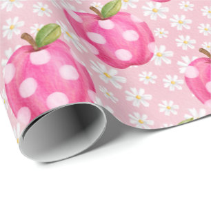 Rosa prickig äpple- och tusenskönemönster presentpapper