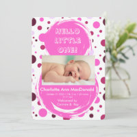 Rosa prickig baby födselannons