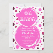 Rosa prickig Baby Shower-inbjudan