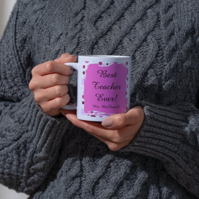Rosa prickig bästa lärare någonsin present kaffemugg (Skapare uppladdad)