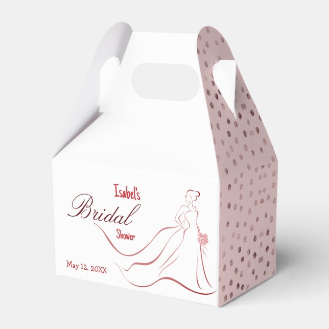 Rosa prickig bröllopsfavoritlåda presentaskar (Framsidan Sidan)