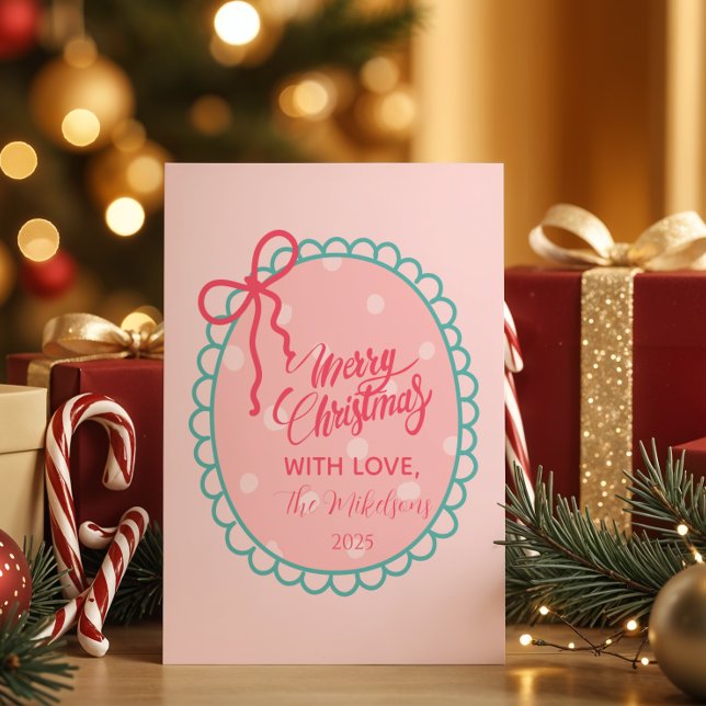 Rosa prickig jul julkort (Skapare uppladdad)
