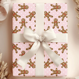 Rosa prickig pepparkaksgubbe jul presentpapper