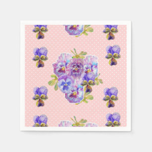 Rosa prickig shabby chic pensé dekor serviett serv pappersservett