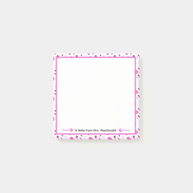 Rosa prickig tacksamhetspresent till lärare post-it block (Framsida)