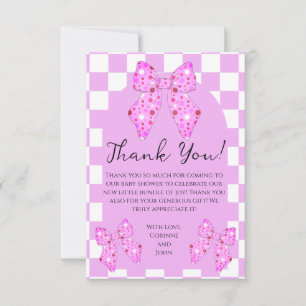 Rosa prickiga band rosett randig baby shower tack kort