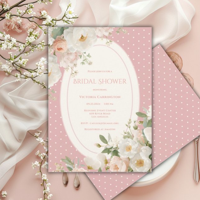 Rosa prickiga blommig elegant bröllopsdusch inbjudningar (Skapare uppladdad)