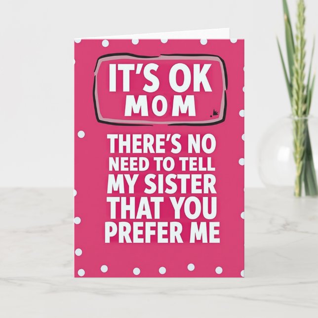 Rosa prickiga mammans dag-kort kort (Framsida)