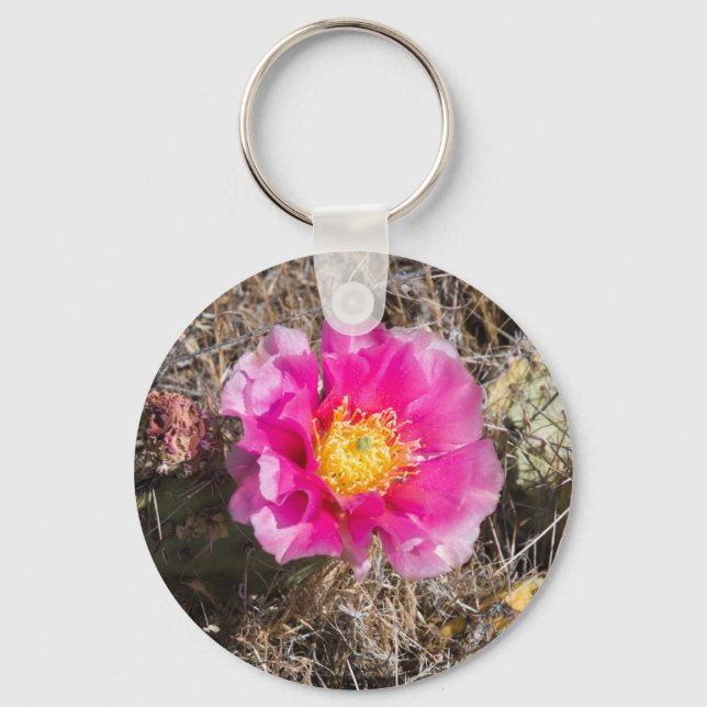 Rosa Prickly Pear Nyckelring (Framsida)
