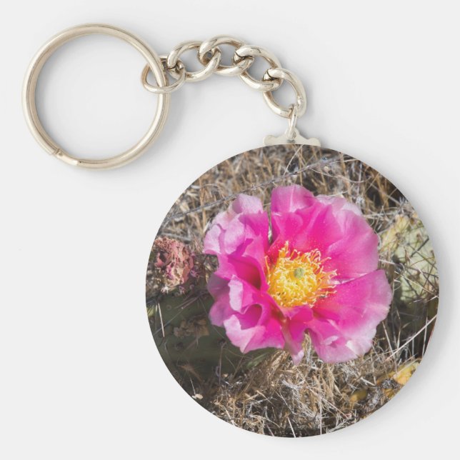 Rosa Prickly Pear Nyckelring (Framsidan)