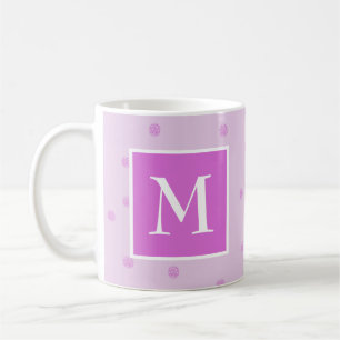 Rosa prickmönster flickaktig monogram kaffemugg