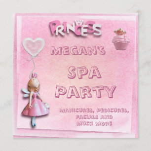Rosa Princess 10th Birthday Spa Party Inbjudningar