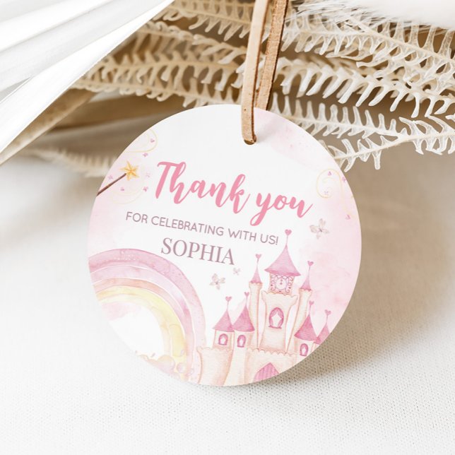Rosa Princess 4e födelsedagen Party Gåvor Etiketter (Four Ever a Princess Birthday Party Favor Tags)