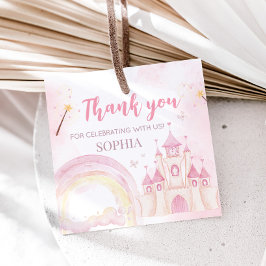 Rosa Princess 4e födelsedagen Party Square Gåvor Etiketter