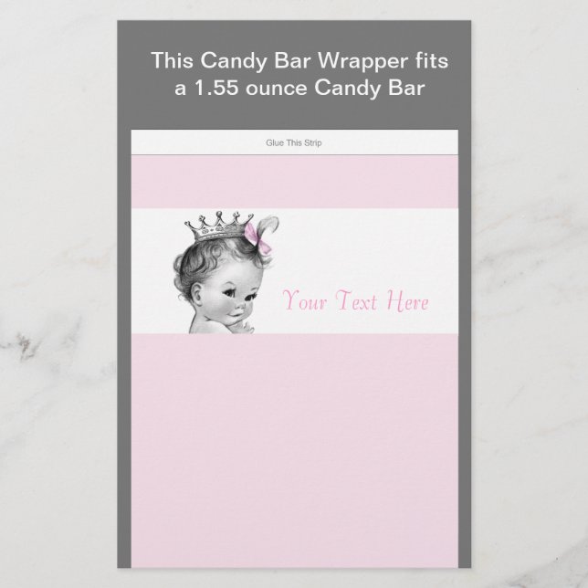 Rosa Princess Baby Shower Candy Pub Wrapper (Framsida)