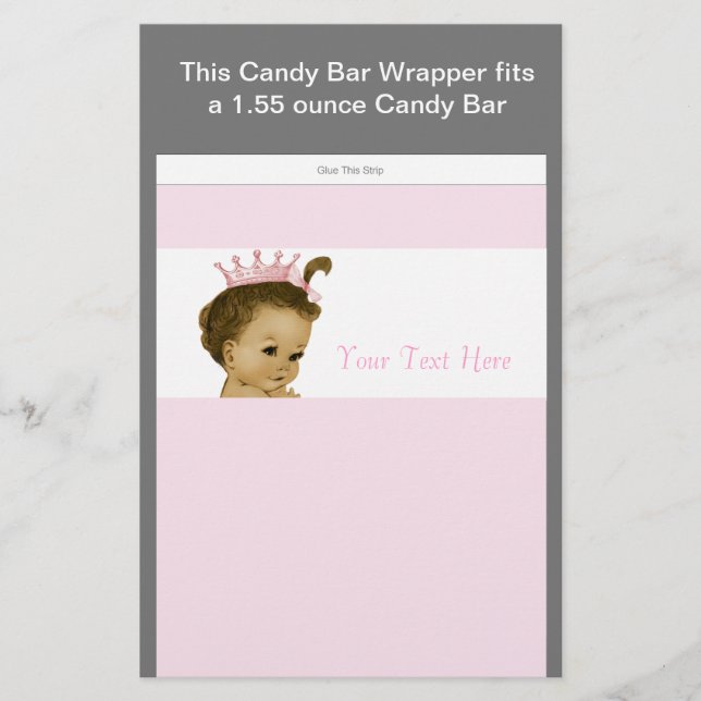 Rosa Princess Baby Shower Candy Pub Wrapper (Framsida)