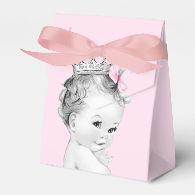 Rosa Princess Baby Shower Favor Boxes Presentaskar (Framsidan Sidan)