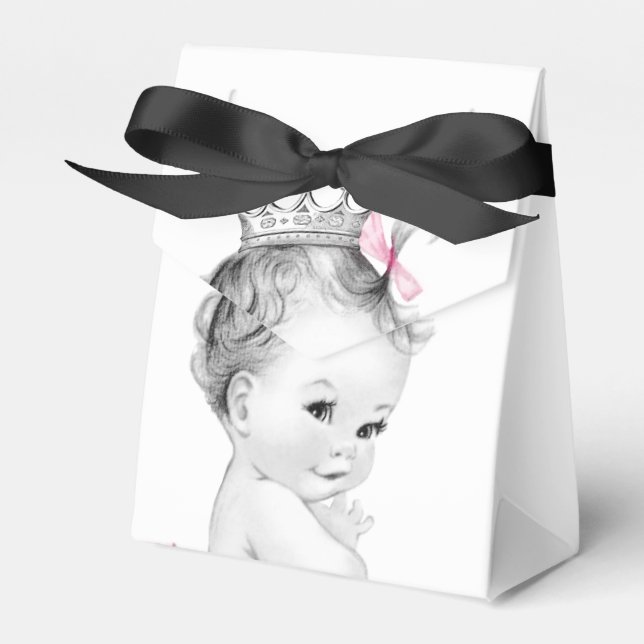 Rosa Princess Baby Shower Favor Boxes Presentaskar (Framsidan Sidan)