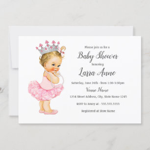 Rosa Princess Baby Shower-inbjudan Inbjudningar