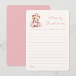 Rosa Princess Bear Baby Shower Family Traditions Anteckningskort