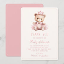 Rosa Princess Bear Flicka Baby Shower
