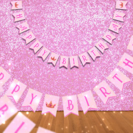 Rosa Princess Birthday Bunting Banner Vimplar