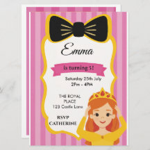 Rosa Princess Birthday Inbjudan | zazzlemade