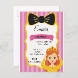 Rosa Princess Birthday Inbjudan | zazzlemade