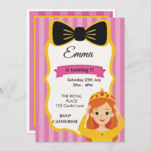Rosa Princess Birthday Inbjudan | zazzlemade