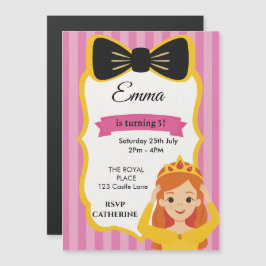 Rosa Princess Birthday Inbjudan | zazzlemade Magnetisk Inbjudningskort