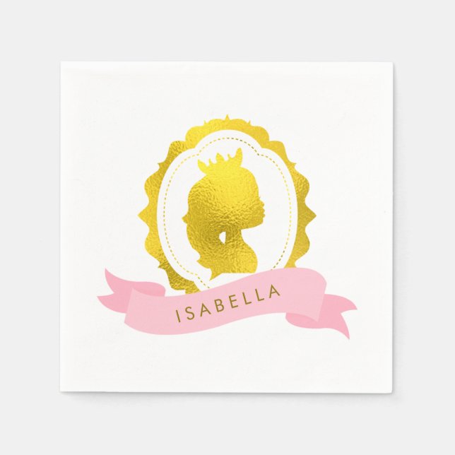 Rosa Princess Cameo Birthday Pappersservett (Framsidan)