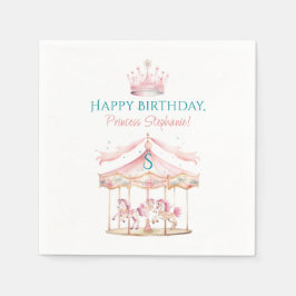 Rosa Princess Carousel Magic 1st Birthday Girl Pappersservett