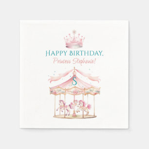 Rosa Princess Carousel Magic 1st Birthday Girl Pappersservett