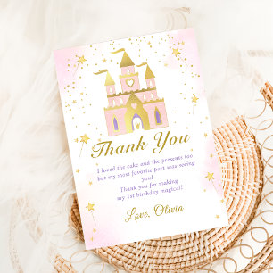 Rosa Princess Carriage Birthday Tack you Card Kort