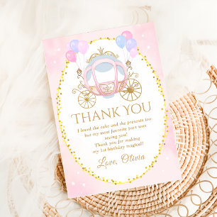 Rosa Princess Carriage Birthday Tack you Card Kort