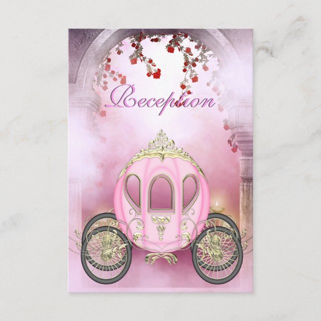 Rosa Princess Carriage Enchanted Reception Card Tilläggskort (Framsida)