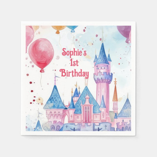 Rosa Princess Castle Pappersservett (Framsidan)
