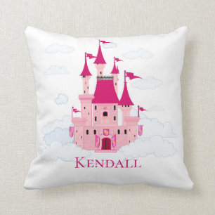 Rosa Princess Castle Personlig Girly Kudde