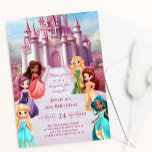 Rosa Princess Castle Royal Kid Girl Birthday Inbjudningar<br><div class="desc">En prinsessa kallade flickorna "Birthday Kallemall". Prinsessans utformning har ett rosa magiskt slott omgivet av prinsesser i regnbåge multifärgad klänningar. Anpassa genom att redigera det digitala eller utskrivna inbjudan med din unika händelseinformation.</div>