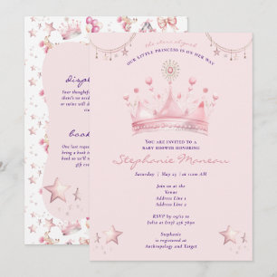Rosa Princess Celestial Stars justerade babyskor Inbjudningar