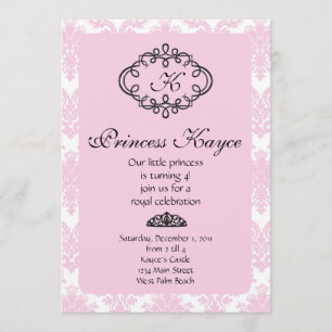 Rosa Princess Damask Inbjudningar