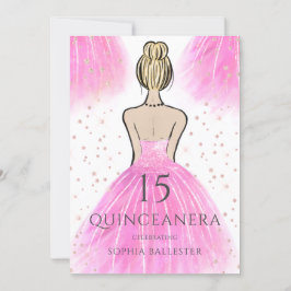 Rosa Princess Dress Quinceanera Party Inbjudningar