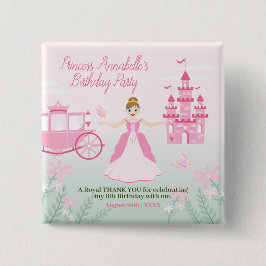 Rosa Princess Fantasy Födelsedagsfest Knapp