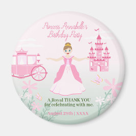 Rosa Princess Fantasy Födelsedagsfest Magnet