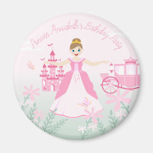 Rosa Princess Fantasy Födelsedagsfest Magnet