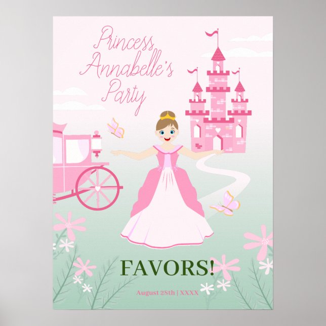 Rosa Princess Fantasy Födelsedagsfest Poster (Framsidan)