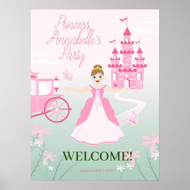 Rosa Princess Fantasy Födelsedagsfest Poster (Framsidan)