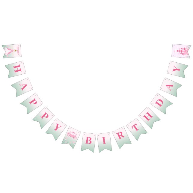 Rosa Princess Fantasy Födelsedagsfest Vimplar (Alla)